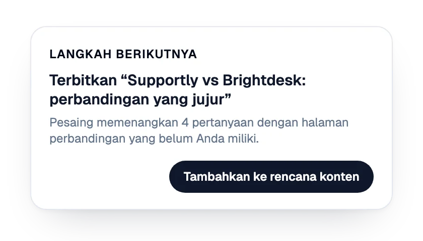 Tindakan berikutnya: halaman perbandingan untuk diterbitkan