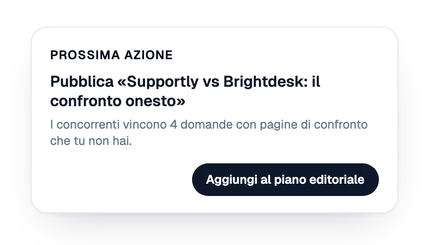 Prossima azione: una pagina di confronto da pubblicare