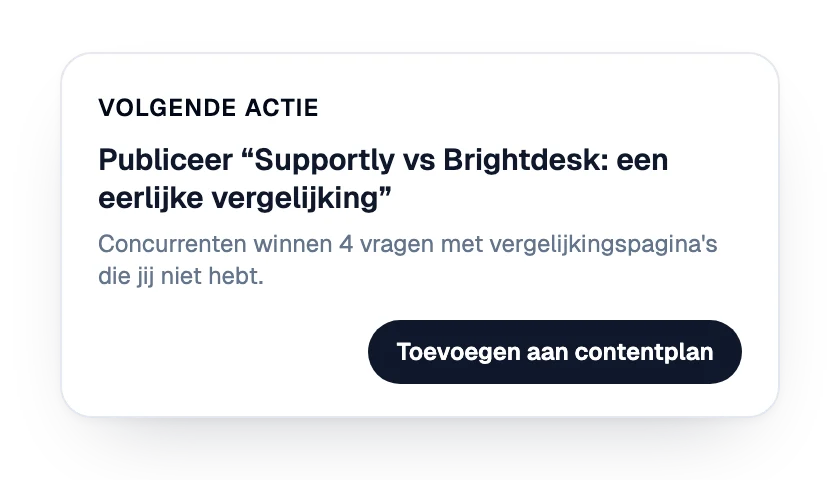 Volgende actie: een vergelijkingspagina publiceren