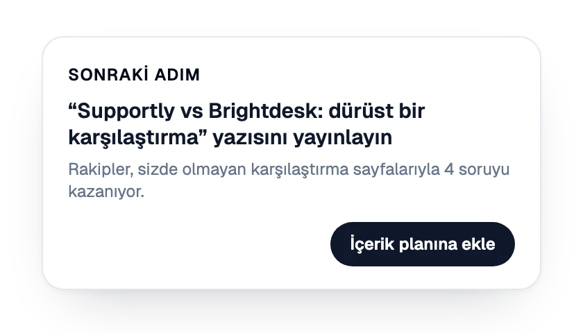Sonraki adım: yayımlanacak bir karşılaştırma sayfası