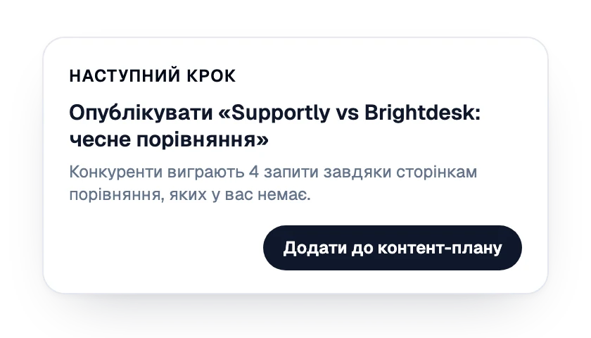 Наступна дія: опублікувати сторінку порівняння