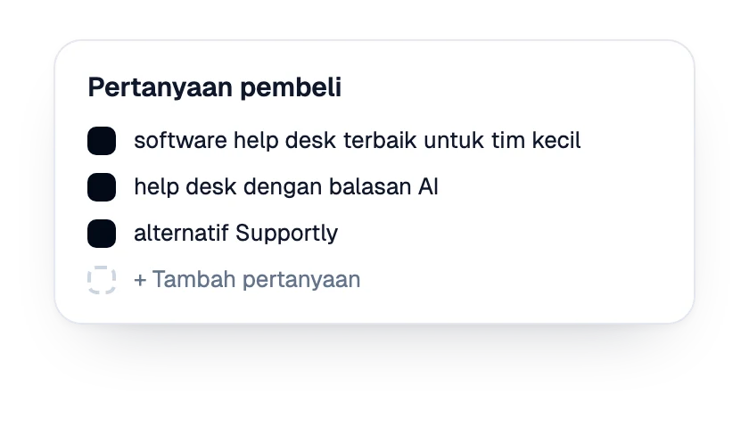 Daftar pertanyaan calon pembeli yang dilacak untuk merek