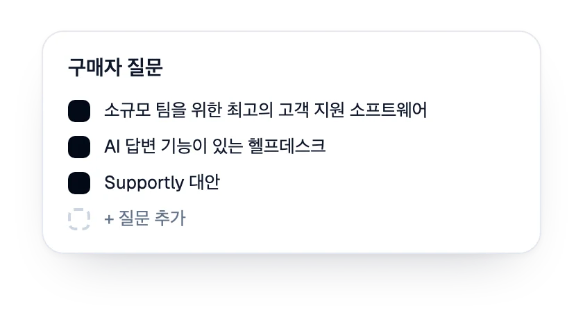 브랜드를 위해 추적하는 구매자 질문 목록