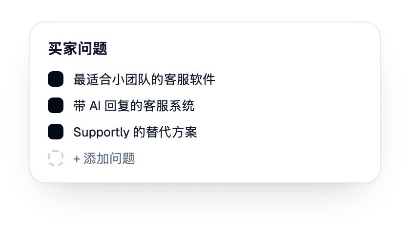 为该品牌追踪的买家问题列表