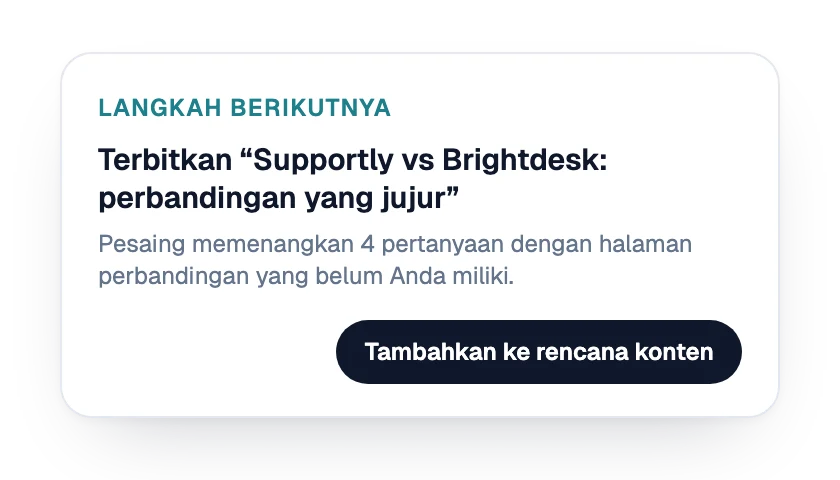 Tindakan berikutnya: halaman perbandingan untuk diterbitkan