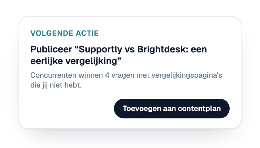 Volgende actie: een vergelijkingspagina publiceren