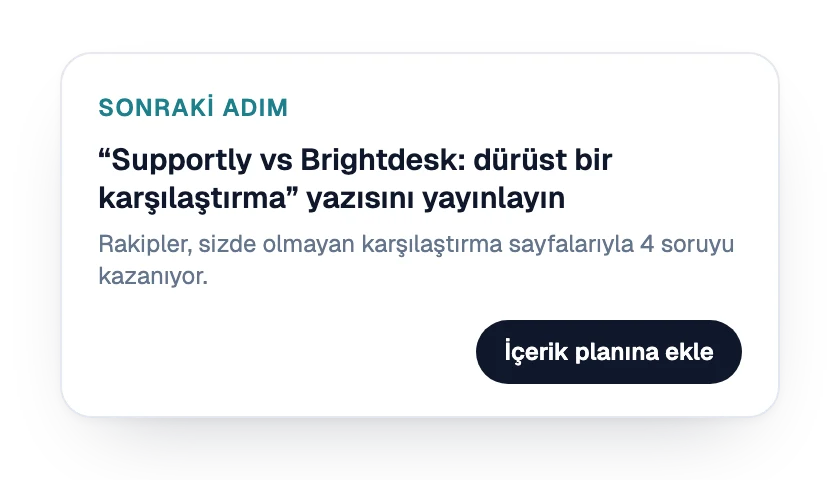 Sonraki adım: yayımlanacak bir karşılaştırma sayfası