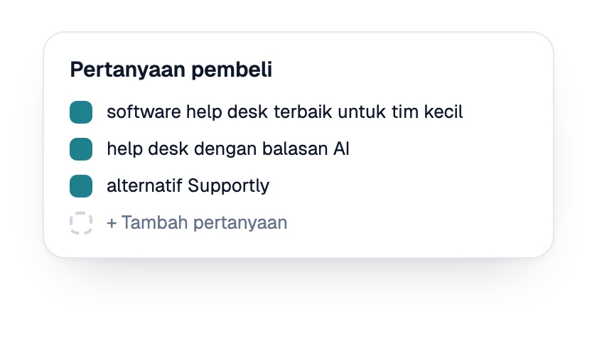 Daftar pertanyaan calon pembeli yang dilacak untuk merek