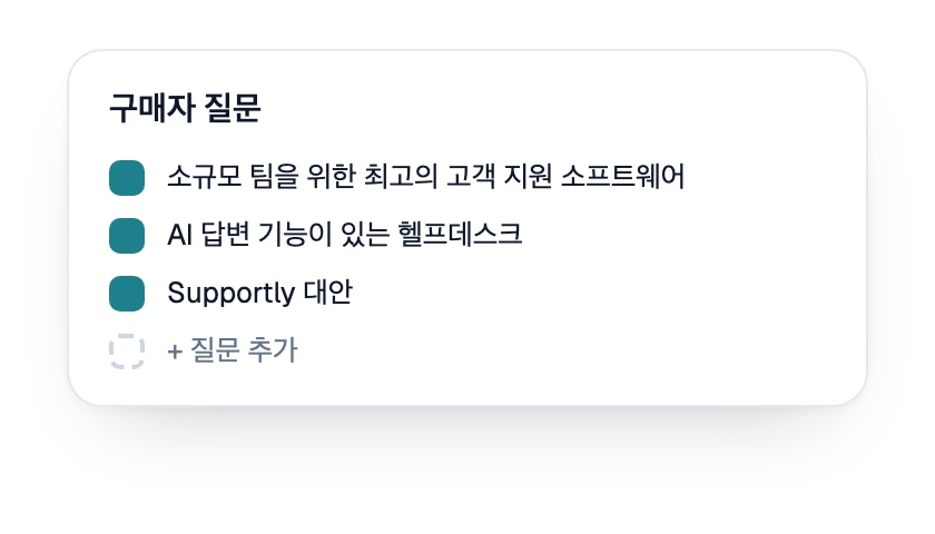 브랜드를 위해 추적하는 구매자 질문 목록