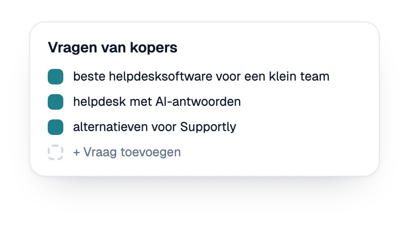 Lijst van koopvragen die voor het merk worden gevolgd