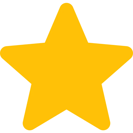 Solid yellow five-pointed star icon on transparent background.